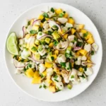Mango Halibut Ceviche : Fresh, Easy, and Ready in 40 Minutes 11 Mango Halibut Ceviche with fresh mango, avocado, red onion, cilantro, jalapeño, and lime