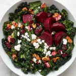 Roasted Beet and Kale Salad for a Fresh, Satisfying Lunch 9 Roasted Beet and Kale Salad with goat cheese, walnuts, cranberries, and balsamic vinaigrette