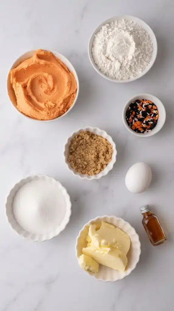 The Best Easy Halloween Sugar Cookie Bars with soft centers and orange buttercream