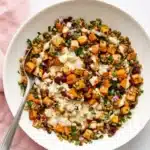 Sweet Potato Salad : Easy, Vibrant Lunch Recipe 7 Sweet Potato Salad with roasted sweet potatoes, lentils, cranberries, herbs, and creamy tahini dressing