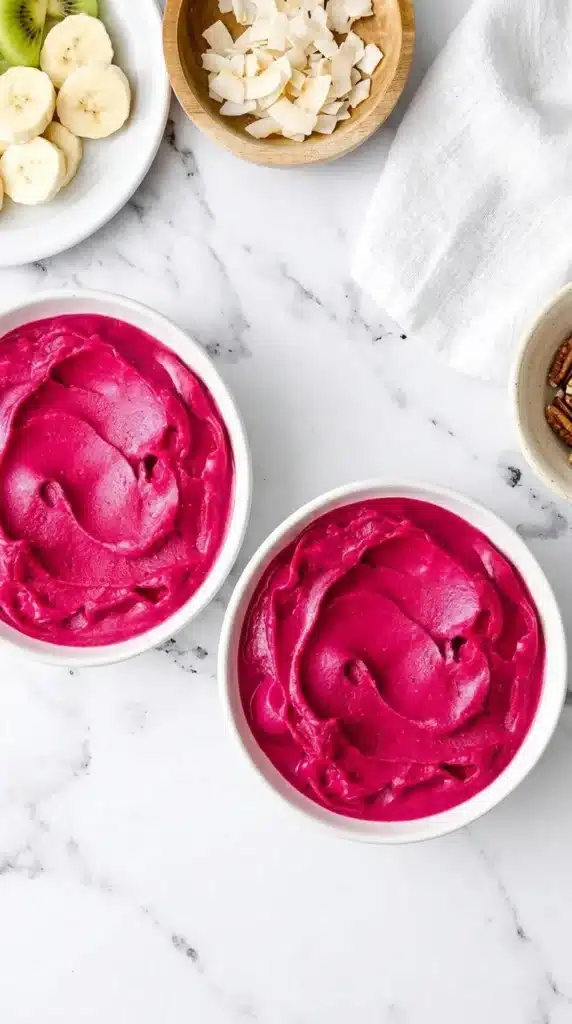Pitaya Smoothie Bowl: Thick and Creamy 5-Minute Breakfast 6 Thick creamy Pitaya Smoothie Bowl with a vibrant frozen dragon fruit base