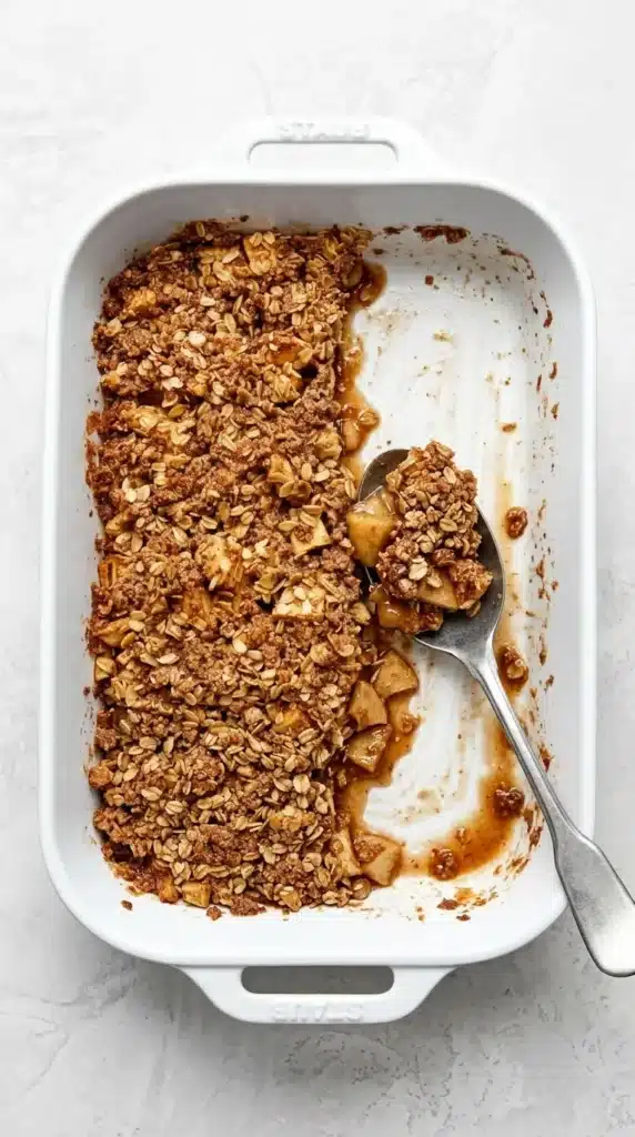 Apple Crisp Recipe : Easy Thanksgiving Dessert With Oat Topping 9 Warm Apple Crisp with cinnamon apples, crunchy oat topping, and vanilla ice cream