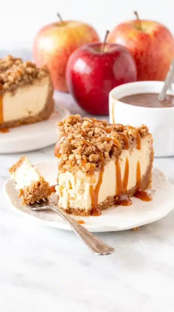 Apple Crisp Cheesecake : Amazing Thanksgiving Feast 5 Whole Apple Crisp Cheesecake with cinnamon graham crust and crunchy oat crumble