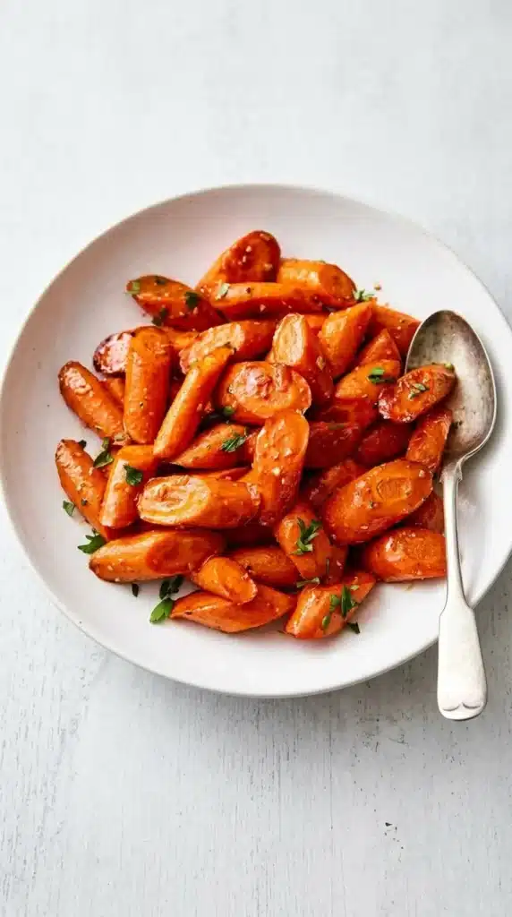 Easy Thanksgiving Honey Glazed Carrots Recipe : Amazing Side 6 Close-up of Easy Thanksgiving Honey Glazed Carrots with caramelized edges and fresh parsley