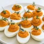 Thanksgiving Appetizer Deviled Eggs : Easy Holiday Magic 7 Thanksgiving Appetizer Deviled Eggs with creamy paprika filling, fresh sage and thyme